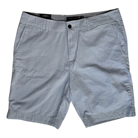 TOMMY HILFIGER  Lt Blue Pinstripe Coup Classique Classic Fit Shorts sz 34 Cotton - Picture 1 of 11